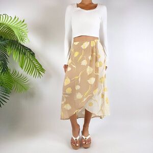 Women's Sienna Sky Floral High Waisted Cottagecore Wrap Midi Skirt / Size: S